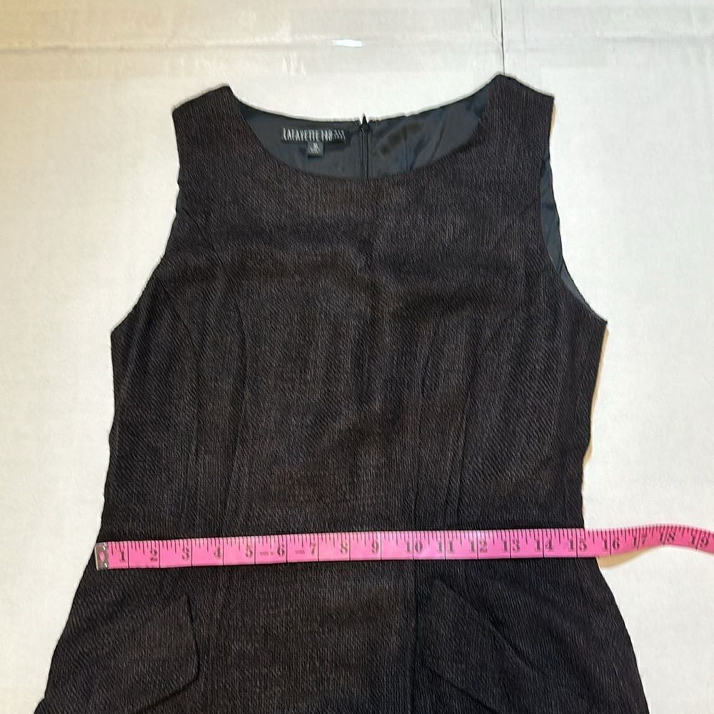 Lafayette 148 New York tweed sheath dark brown sleeveless dress size 10 - Picture 11 of 14